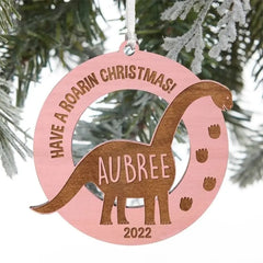 Personalized Wood Dinosaur Kids Christmas Ornament