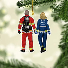 Save firefighter/paramedic/nurse/police/military lives together - personalized acrylic ornaments, couple gifts, best friends