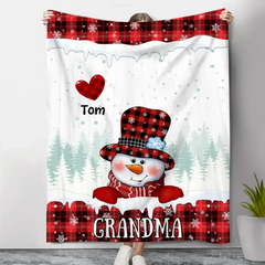 Christmas Snowman Nana - Personalized Custom Blanket - Christmas Gift For Grandma, Mom, Family Members - 50% OFF