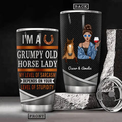 Personalized I Am A Grumpy Old Horse Lady Tumbler Printed