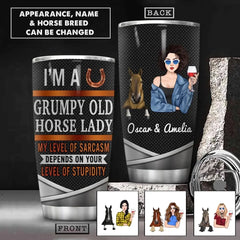 Personalized I Am A Grumpy Old Horse Lady Tumbler Printed