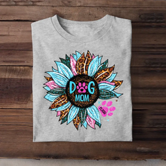 Personalized Sunflower & Dog Mom Tshirt Printed