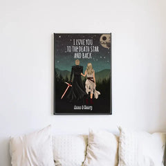 I Love You To The Death Star And Back - Personalized Canvas For Couple, Engagement Gift, Anniversary Gifts