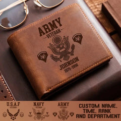 Personalized US Military Leather Wallet Laser