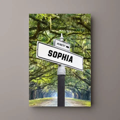 Personalized Canvas "Retro Street Sign with date of birth of children"