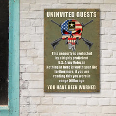 Veteran Metal Sign - Custom Military Unit - This Property Is Protected By A Highly Proficient