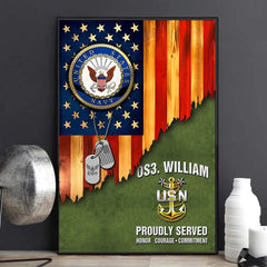 Personalized Gift For Military Veteran  Veteran Custom Rank And Name Veteran American Rustic Flag Poster Canvas