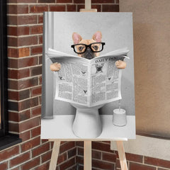 Custom Photo Dog Cat Read Newspaper In Toilet Poster