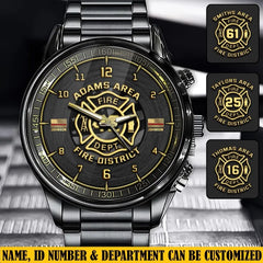 Personalized US Firefighter Custom Name & Department Watch Printed