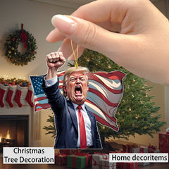 Make America Great Again" Trump Acrylic Ornament - Perfect for Car & Christmas Tree Decor, Collectible Hanging Holiday Accessory, Ideal Gift 681576