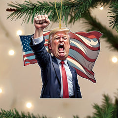 Make America Great Again" Trump Acrylic Ornament - Perfect for Car & Christmas Tree Decor, Collectible Hanging Holiday Accessory, Ideal Gift 681576