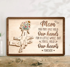 Custom Personalized Mom Custom 2 Layered Wooden Art - Upto 10 Kids - Gift Idea For Mother's Day - You'll Hold Our Hearts Forever2