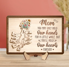 Custom Personalized Mom Custom 2 Layered Wooden Art - Upto 10 Kids - Gift Idea For Mother's Day - You'll Hold Our Hearts Forever2